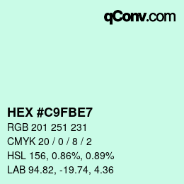 Color code: HEX #C9FBE7 | qconv.com