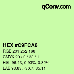 カラーコード: HEX #C9FCA8 | qconv.com