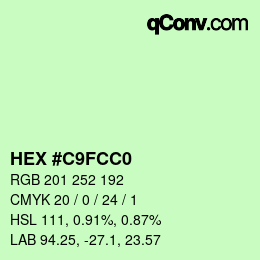 颜色代码: HEX #C9FCC0 | qconv.com
