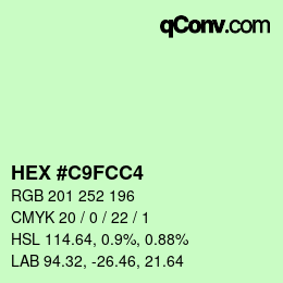 Color code: HEX #C9FCC4 | qconv.com
