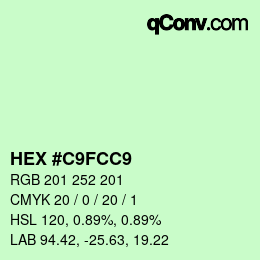 カラーコード: HEX #C9FCC9 | qconv.com