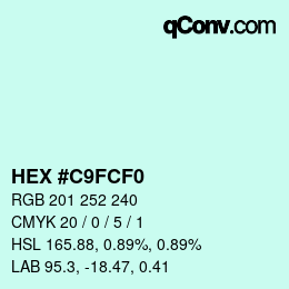 Color code: HEX #C9FCF0 | qconv.com