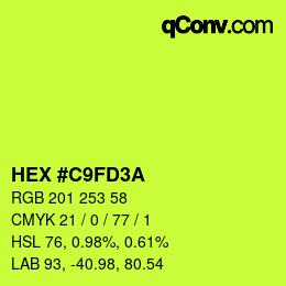 颜色代码: HEX #C9FD3A | qconv.com