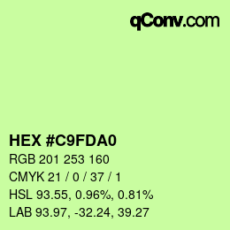 Color code: HEX #C9FDA0 | qconv.com