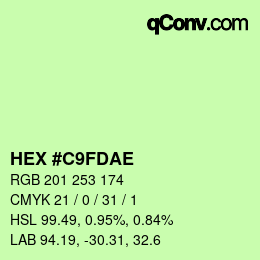 Color code: HEX #C9FDAE | qconv.com