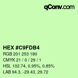 Color code: HEX #C9FDB4 | qconv.com