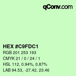 Color code: HEX #C9FDC1 | qconv.com