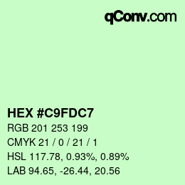 カラーコード: HEX #C9FDC7 | qconv.com