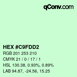カラーコード: HEX #C9FDD2 | qconv.com