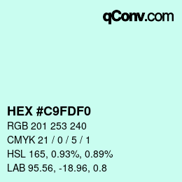 颜色代码: HEX #C9FDF0 | qconv.com