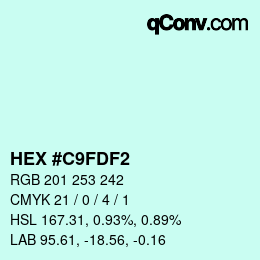 カラーコード: HEX #C9FDF2 | qconv.com