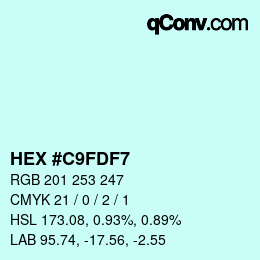 颜色代码: HEX #C9FDF7 | qconv.com