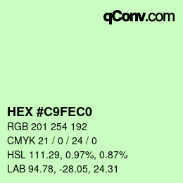 カラーコード: HEX #C9FEC0 | qconv.com