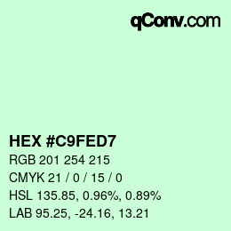 カラーコード: HEX #C9FED7 | qconv.com