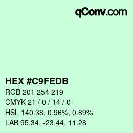 カラーコード: HEX #C9FEDB | qconv.com