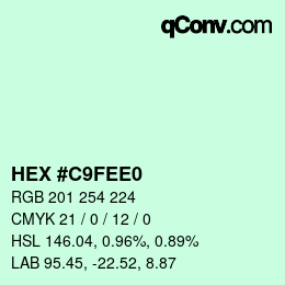 カラーコード: HEX #C9FEE0 | qconv.com