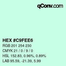 颜色代码: HEX #C9FEE6 | qconv.com