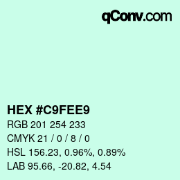 カラーコード: HEX #C9FEE9 | qconv.com
