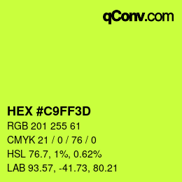 Color code: HEX #C9FF3D | qconv.com