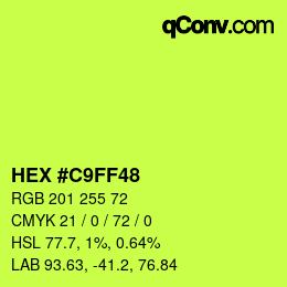 Color code: HEX #C9FF48 | qconv.com