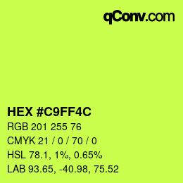 颜色代码: HEX #C9FF4C | qconv.com
