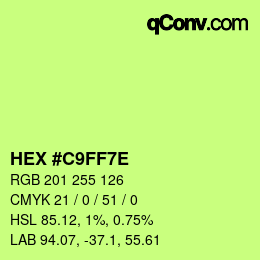 Color code: HEX #C9FF7E | qconv.com