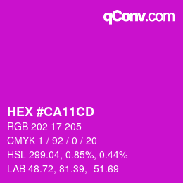 颜色代码: HEX #CA11CD | qconv.com