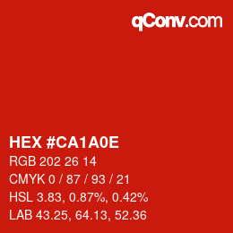 Color code: HEX #CA1A0E | qconv.com