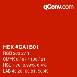 Color code: HEX #CA1B01 | qconv.com