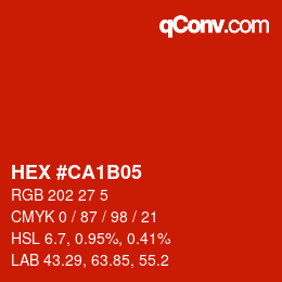 Color code: HEX #CA1B05 | qconv.com