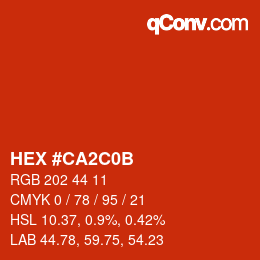 Color code: HEX #CA2C0B | qconv.com