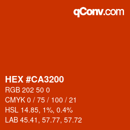 Farbcode: HEX #CA3200 | qconv.com