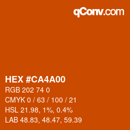 Color code: HEX #CA4A00 | qconv.com