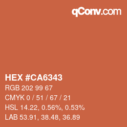 カラーコード: HEX #CA6343 | qconv.com