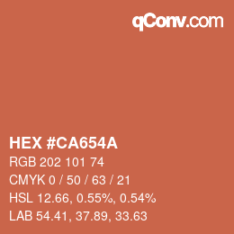 カラーコード: HEX #CA654A | qconv.com