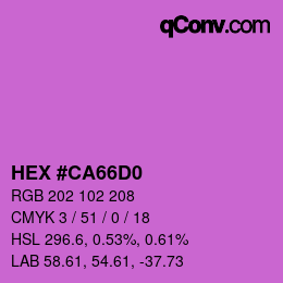 カラーコード: HEX #CA66D0 | qconv.com