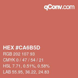 カラーコード: HEX #CA6B5D | qconv.com