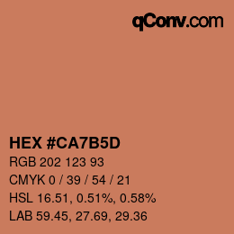 カラーコード: HEX #CA7B5D | qconv.com
