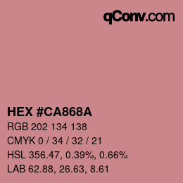 カラーコード: HEX #CA868A | qconv.com