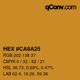 Color code: HEX #CA8A25 | qconv.com