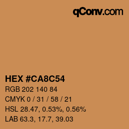 Color code: HEX #CA8C54 | qconv.com