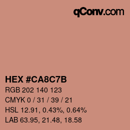 カラーコード: HEX #CA8C7B | qconv.com