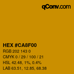 Farbcode: HEX #CA8F00 | qconv.com