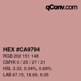 カラーコード: HEX #CA9794 | qconv.com
