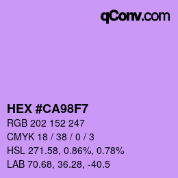 Código de color: HEX #CA98F7 | qconv.com