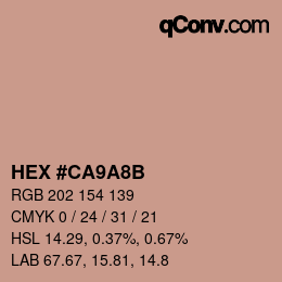 Color code: HEX #CA9A8B | qconv.com