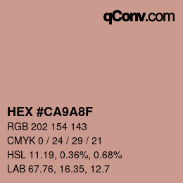 Color code: HEX #CA9A8F | qconv.com