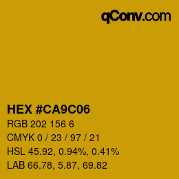 Color code: HEX #CA9C06 | qconv.com