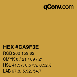 Color code: HEX #CA9F3E | qconv.com