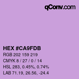 颜色代码: HEX #CA9FDB | qconv.com